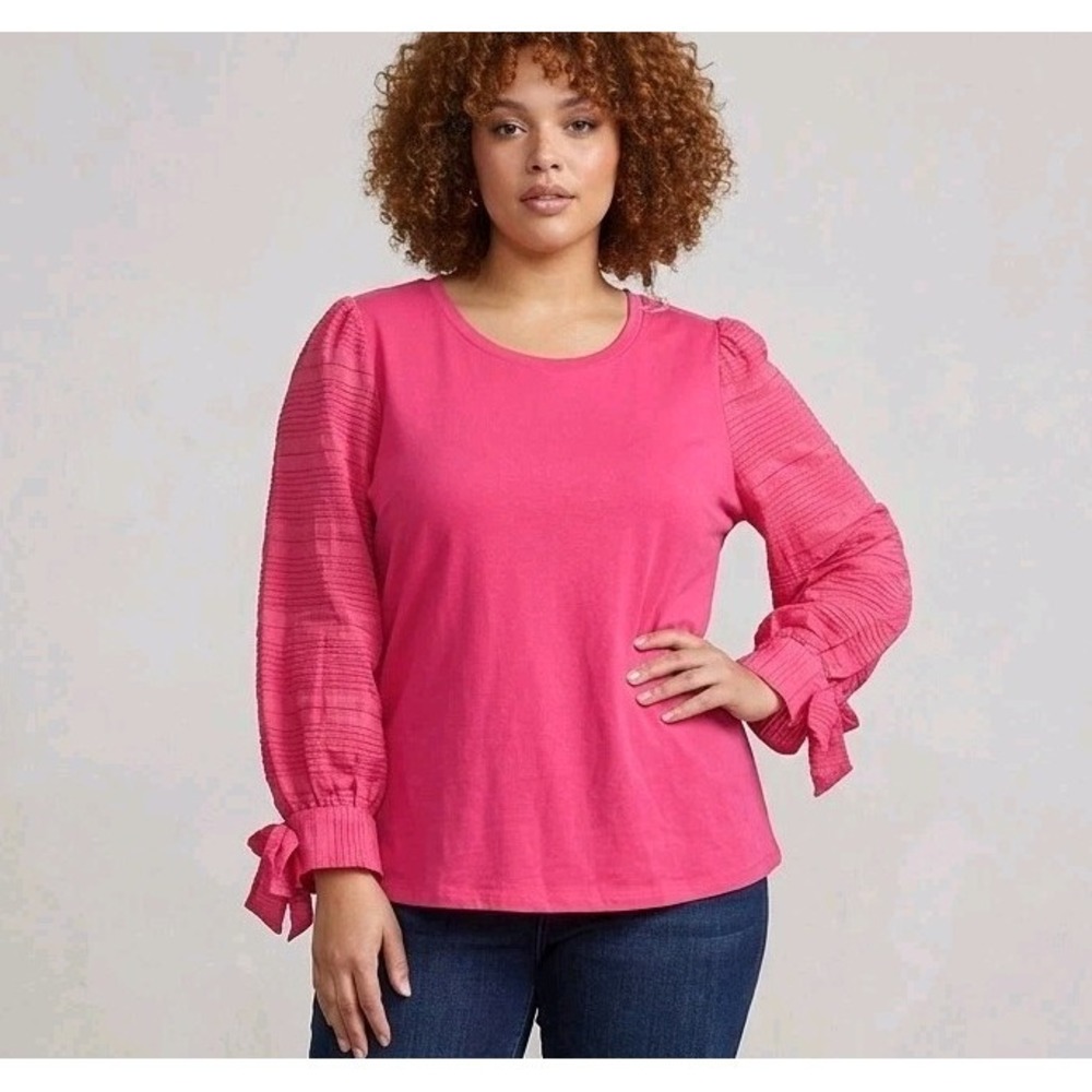 Cato Blouse‎ Top Size 18/20W Pink Long Statement Sleeves